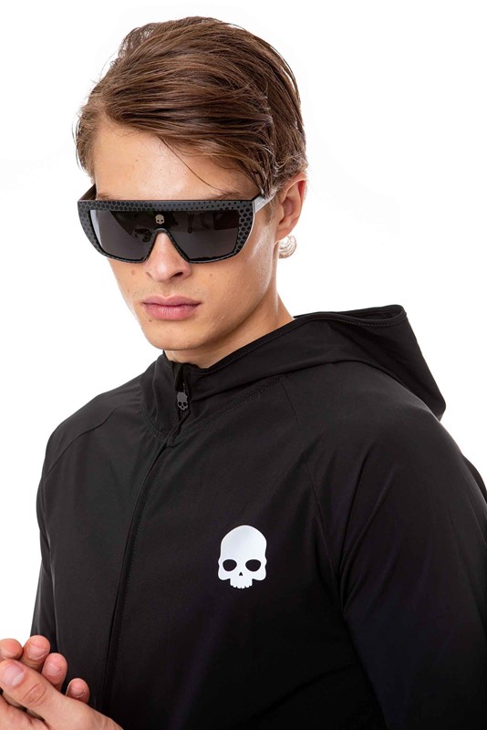 Giacca cappuccio con zip nera