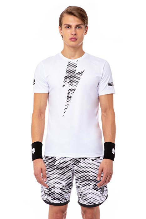 T-shirt tech thunderbolt bian/nere