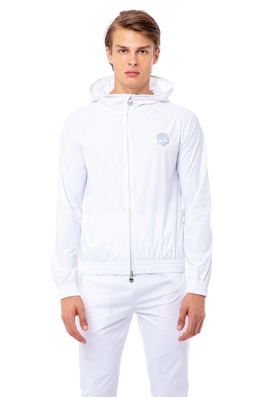 Giacca cappuccio con zip bianca
