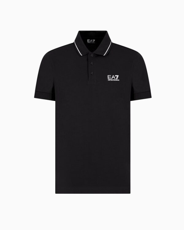 Polo nera  identity in piquet di cotone